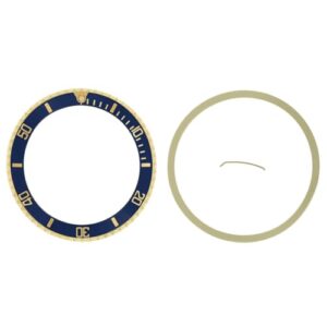 ewatchparts bezel & insert compatible with rolex submariner serti 18k 16613 real gold blue gold font
