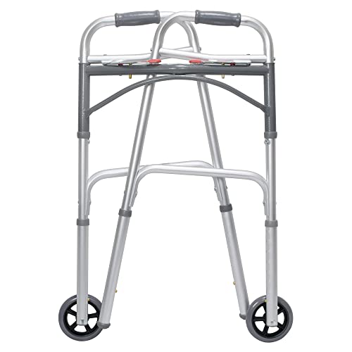 McKesson Folding Walkers with Wheels, Aluminum, 32 in to 39 in, 350 lbs Weight Capacity, 1 Count