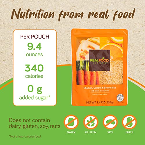 Real Food Blends Variety Pack - Pureed Food Meal for Feeding Tubes, 9.4 oz Pouch (Pack of 12 Pouches)