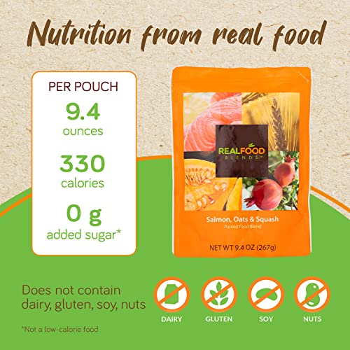 Real Food Blends Variety Pack - Pureed Food Meal for Feeding Tubes, 9.4 oz Pouch (Pack of 12 Pouches)