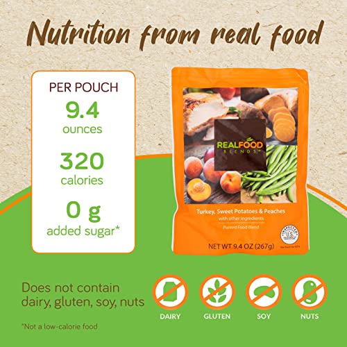 Real Food Blends Variety Pack - Pureed Food Meal for Feeding Tubes, 9.4 oz Pouch (Pack of 12 Pouches)