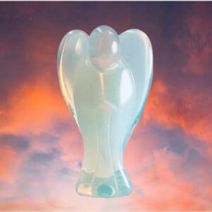 Earth Therapy Pocket Guardian Angel Healing Pack | Includes Opalite Angel Figurine, Angel Token Coin and Serenity Prayer Card