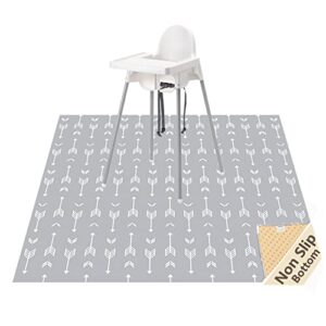 womumon 51" splat mat for under high chair/arts/crafts, baby washable spill mat waterproof anti-slip floor splash mat, portable play mat and table cloth (arrow, 51")