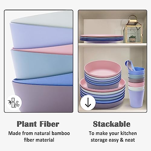 HM-tech 6pcs Bamboo Kids Bowls (20 fl oz) for Baby Feeding, Toddler Bowls, Tableware for Baby Toddler Kids Bamboo Toddler Dishes & Dinnerware Sets