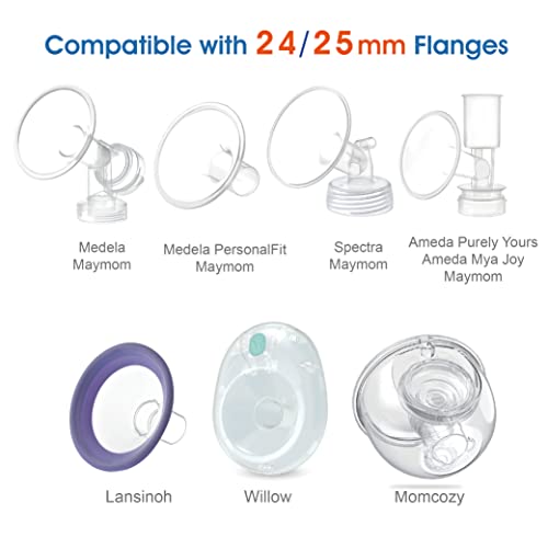 Maymom 17mm Flange Inserts (Long) Compatible with 24mm Medela PersonalFit Flange, Spectra Flange, 25mm Freemie Flange(Restricted Freemie Cups), Compatible with Momcozy 24mm Cup (S9, S10, S12)