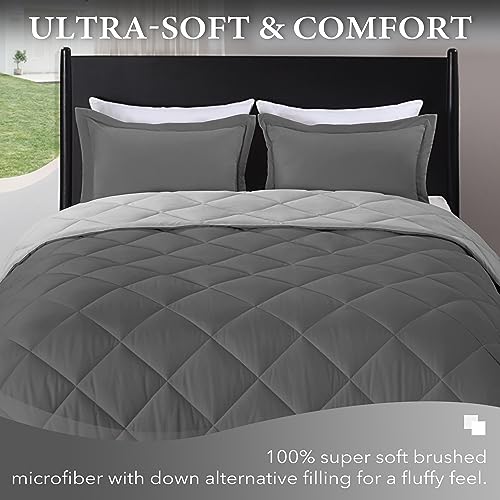 downluxe Queen Comforter Set - Charcoal and Grey Queen Comforter, Soft Bedding Comforter Sets for All Seasons, Queen Bed Comforter Set - 3 Pieces - 1 Comforter (88"x92") and 2 Pillow Shams(20"x26")