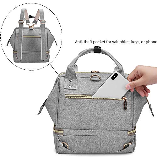 Breast Pump Bag with Cooler Pocket, Mini Pumping Bags with Pockets for Working Mom Cooler Tote Bag Built-in USB Charging Pot for Phone Mother Diaper Bags（No Include ice Pack）