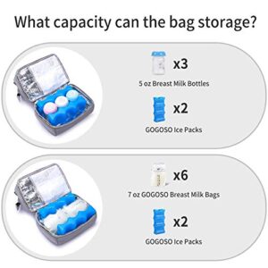 Breast Pump Bag with Cooler Pocket, Mini Pumping Bags with Pockets for Working Mom Cooler Tote Bag Built-in USB Charging Pot for Phone Mother Diaper Bags（No Include ice Pack）