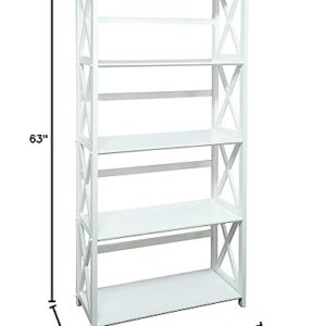 Casual Home Montego Bookcase, 5-Shelf, White,324-51