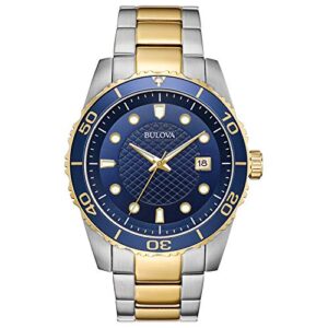 bulova classic two-tone stainless steel 3-hand date calendar quartz, blue dial style: 98a200