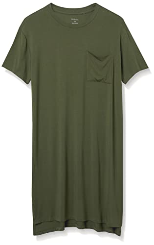Amazon Essentials Women's Jersey Oversized-Fit Short-Sleeve Pocket T-Shirt Dress (Previously Daily Ritual), Forest Green, Medium