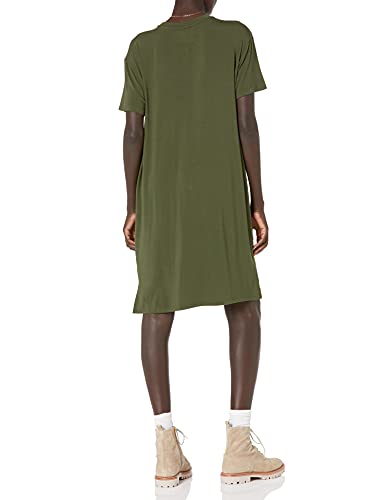 Amazon Essentials Women's Jersey Oversized-Fit Short-Sleeve Pocket T-Shirt Dress (Previously Daily Ritual), Forest Green, Medium