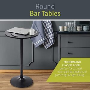 Pearington Round Cocktail Bistro High Table with Black Top and Base, 1-Pack