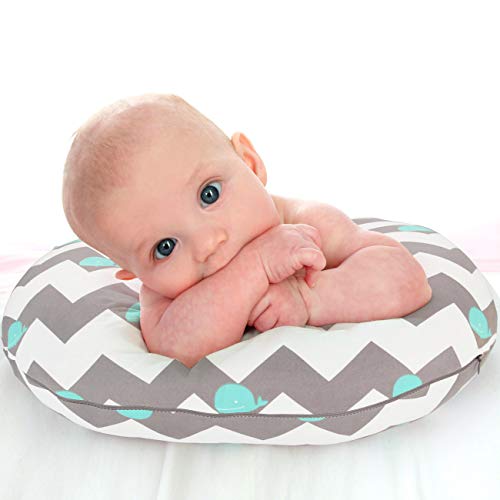 COSMOPLUS Stretchy Nursing Pillow Covers 2 Pack Nursing Pillow Slipcovers for Breastfeeding Moms,Ultra Soft Snug Fits On Infant Nursing Pillow,Clouds Whales