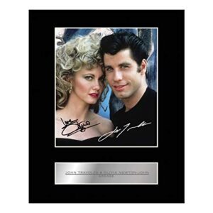 iconic pics john travolta and olivia newton-john signed mounted photo display grease autographed gift picture print