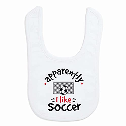 ChalkTalkSPORTS Soccer Baby & Infant Bib | Apparently, I like Soccer | Soft Microfiber Bib