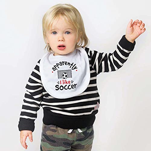 ChalkTalkSPORTS Soccer Baby & Infant Bib | Apparently, I like Soccer | Soft Microfiber Bib