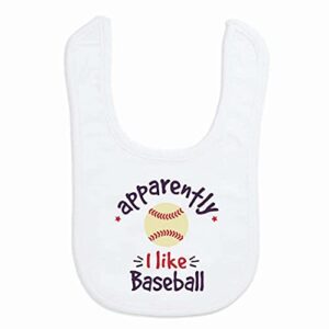 chalktalksports baseball baby & infant bib | apparently, i like baseball | soft microfiber bib