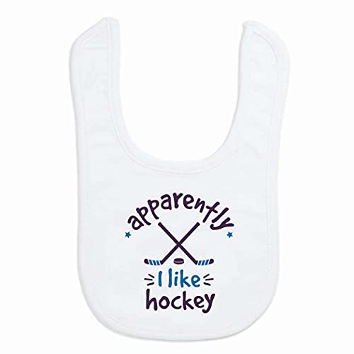 ChalkTalkSPORTS Hockey Baby & Infant Bib | Apparently, I like Hockey | Soft Microfiber Bib