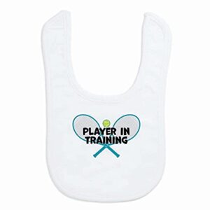 chalktalksports tennis baby & infant bib | tennis player in training | soft microfiber bib