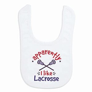 chalktalksports guys lacrosse baby & infant bib | apparently, i like lacrosse | microfiber bib