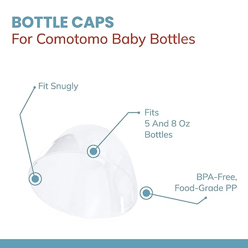 Baby Bottle Cap Lid for Comotomo 5 Ounce and 8 Ounce Silicone Bottles, 3 Pack