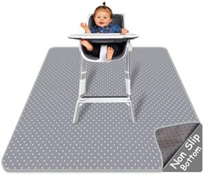 splat mat for under high chair - splash mat | large 51" x 46" size | washable & water resistant | avoid messes | multiple uses | easy to wipe | quick drying - comes w/ carrying case for floor & table