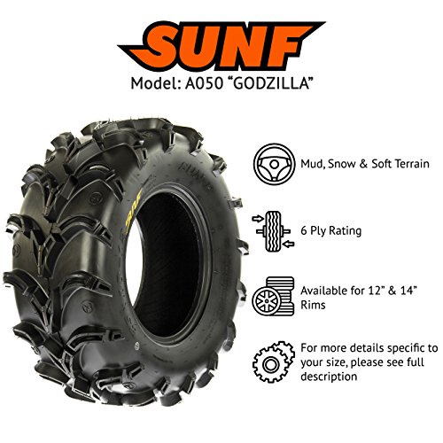 SunF 28x10-12 28x10x12 Mud v-shape ATV UTV Muddy Tire 6 PR A050 - SET of 4