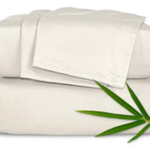 Pure Bamboo Sheets King Size Bed Sheets 4 Piece Set, Genuine 100% Organic Bamboo, Luxuriously Soft & Cooling, Double Stitching, 16 Inch Deep Pockets, Lifetime Quality Promise (King, Ivory)