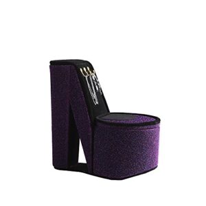 ore international hbb1822 iridescent high heel shoe display with hooks jewelry box, purple velvet