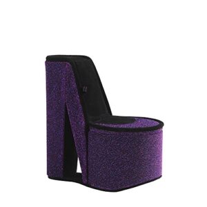 ore international hbb1836 iridescent high heel shoe hidden jewelry box, purple velvet, 9"