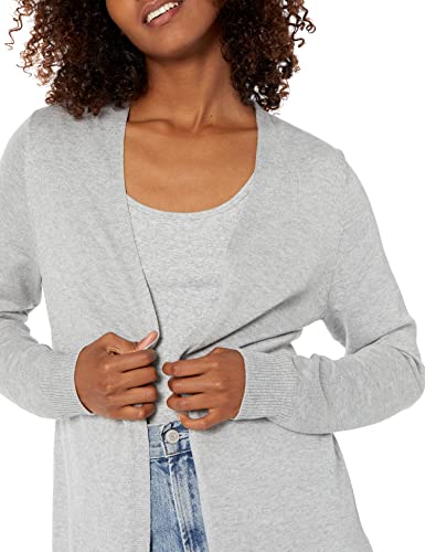 Amazon Essentials Women's Lightweight Open-Front Cardigan Sweater (Available in Plus Size), Light Grey Heather, X-Large