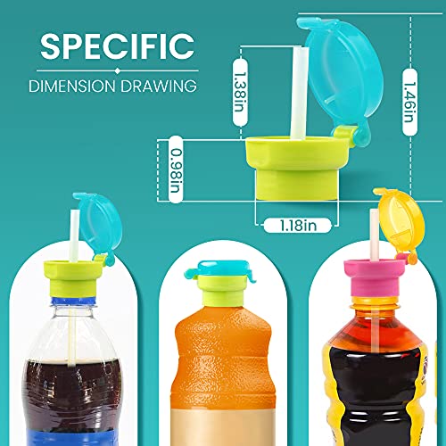 ORYOUGO 2 Pack Portable Spill Proof Juice Soda Water Bottle Twist Cover Cap Safe Drink Straw Sippy Cap