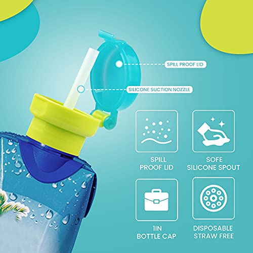 ORYOUGO 2 Pack Portable Spill Proof Juice Soda Water Bottle Twist Cover Cap Safe Drink Straw Sippy Cap