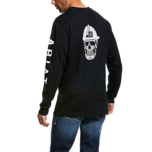 ARIAT mens Flame Resistant Roughneck Skull Long Sleeved Work Utility Tee Shirt, Black, Medium US