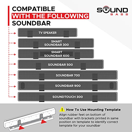 Soundbar 300/500/600/700/900, TV Speaker & Soundtouch 300 Adjustable Wall Mount Kit, Black, for Bose Sound bar Smart 300, 500, 600, 700, 900, Mounting Bracket