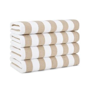 arkwright oversized california beach towels - (pack of 4) absorbent, quick drying, ringspun cotton pool towel, perfect for hotel, spa hot tub, and bath, 30 x 70 in, beige
