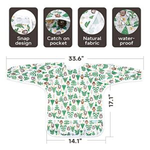 Paw Legend Long Sleeve Baby Bibs - No Leak Bibs for Baby Boy/Girl - Toddler Bib for Eating (6-24 Months) with Pocket, Smock, Hedgehog