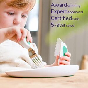 Doddl Food Knife for Children, Toddlers or Babies 12 Months + | Promotes Self Feeding Helping Your Child to Use Silverware Utensils in The Right Way (Lime Green)