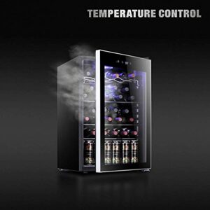 Antarctic Star 36 Bottle Wine Cooler/Cabinet BeverageRefrigerator Small Mini Wine Cellar Beer Soda Bar Fridge Quiet Operation Compressor Adjust Temperature Freestanding Black