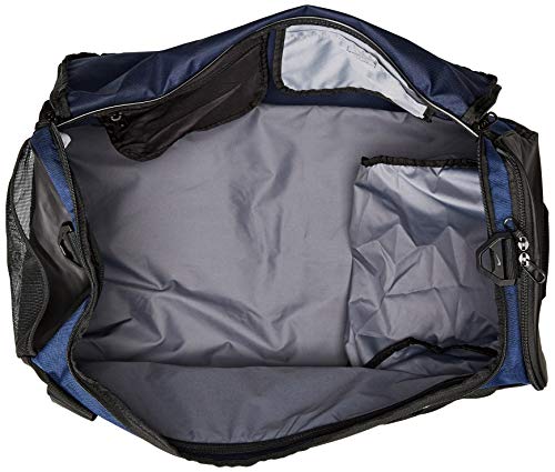 Nike Brasilia Training Duffel Bag, Versatile Bag with Padded Strap and Mesh Exterior Pocket, Medium, Midnight Navy/Black/White