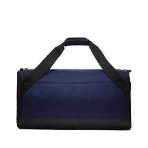 Nike Brasilia Training Duffel Bag, Versatile Bag with Padded Strap and Mesh Exterior Pocket, Medium, Midnight Navy/Black/White