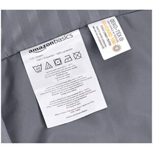 Amazon Basics Striped Microfiber 3 Piece Duvet Cover Set, Full/Queen, Dark Grey