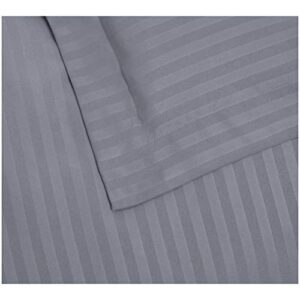 Amazon Basics Striped Microfiber 3 Piece Duvet Cover Set, Full/Queen, Dark Grey