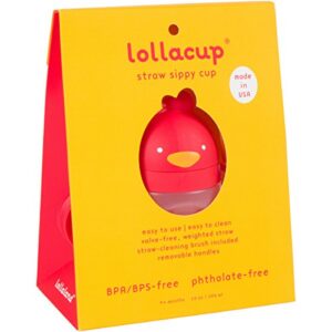 Lollaland Weighted Straw Sippy Cup for Baby:MADE IN THE USA - Transition Kids, Infant & Toddler Sippy Cup (6 months - 9 months) | Shark Tank Products | Lollacup (Red) w/ Straw Replacement Pack