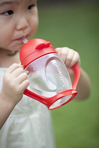 Lollaland Weighted Straw Sippy Cup for Baby:MADE IN THE USA - Transition Kids, Infant & Toddler Sippy Cup (6 months - 9 months) | Shark Tank Products | Lollacup (Red) w/ Straw Replacement Pack