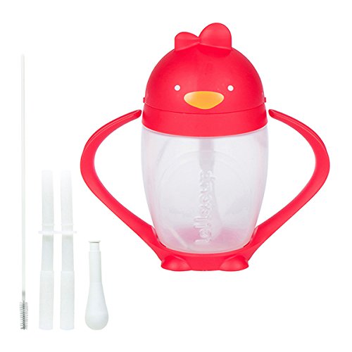 Lollaland Weighted Straw Sippy Cup for Baby:MADE IN THE USA - Transition Kids, Infant & Toddler Sippy Cup (6 months - 9 months) | Shark Tank Products | Lollacup (Red) w/ Straw Replacement Pack