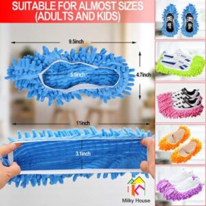 10 Pieces Microfiber Mop Slippers Shoes Cover Soft Washable Reusable Floor Polishing Dust Dirt Hair Men Women Sweeper Cleaning Mop Tool for House Office Bathroom Kitchen, Multicolored 5 Pairs