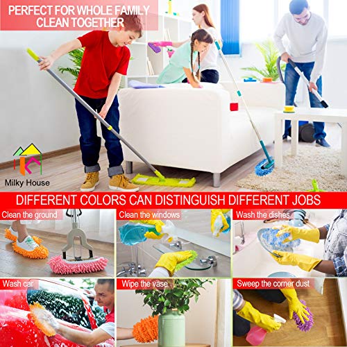 10 Pieces Microfiber Mop Slippers Shoes Cover Soft Washable Reusable Floor Polishing Dust Dirt Hair Men Women Sweeper Cleaning Mop Tool for House Office Bathroom Kitchen, Multicolored 5 Pairs