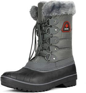dream pairs women's dp-canada grey faux fur lined mid calf winter snow boots size 9 m us